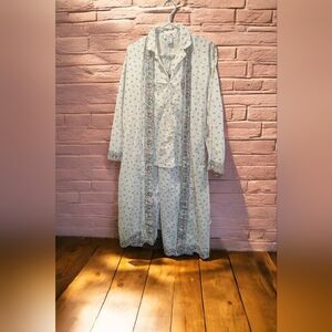 Christian Dior Vintage 80's Cotton Floral Pyjamas With Robe